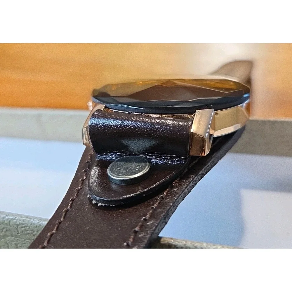 Vintage Dark Brown Leather-Look Eiffel‎ Tower Casual Wrist Watch